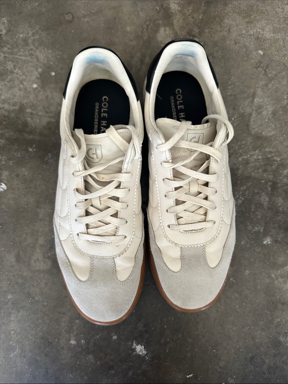 Cole Haan Men’s Cream Suede & Leather Sneakers with Brown Outsole